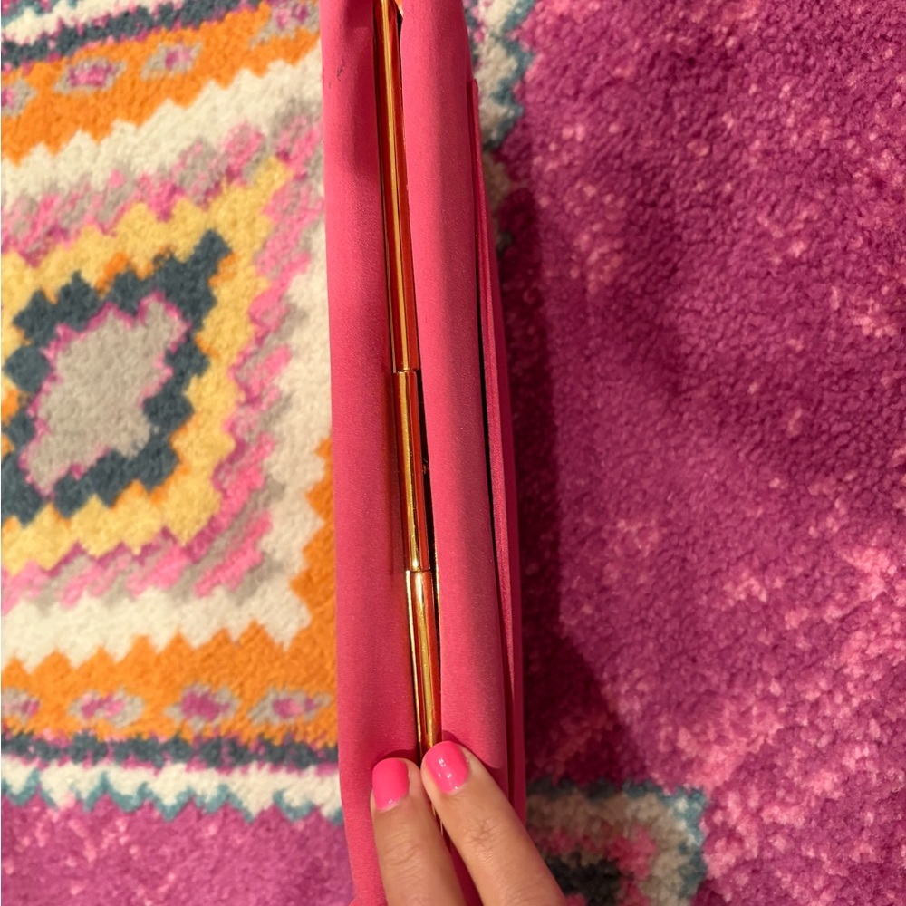 Prada Fuchsia Clutch with Gold Accents - Picture 3 of 5
